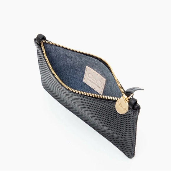 Clare V Wallet Clutch w/Tabs Black Perf and Mini Braided Crossbody Strap - Picture 7 of 7